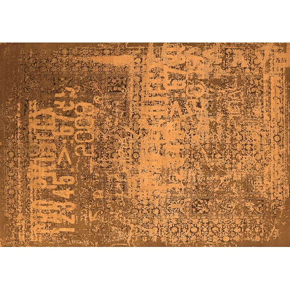 Ahgly Company Indoor Rectangle Oriental Orange Industrial Area Rugs, 7' x 9'