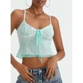thumbnail image 4 of Yunliwuli Women Lace Camisole, Spaghetti Straps Tie-up Patchwork Slim Fit Summer Tops Clubwear, 4 of 10