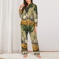 thumbnail image 2 of Yiaed Vintage Garlic Bread Illustration Print Pajamas Women's Long Sleeve Sleepwear Soft Button Down Loungewear Pjs Lounge Set Nightwear Womens Pajama Pants-X-Large, 2 of 7