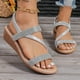 thumbnail image 1 of MKLEKYY Sandalias de Verano para Mujer, Sandalias de Cuña Con Diamantes de Imitación de Color Liso, Sandalias Elásticas Con Punta Abierta para Exteriores 44, 1 of 4