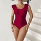 thumbnail image 2 of Gibobby Trajes de Baño Mujer Completo Traje de baño grande de manga de sólida de bikini de moda de playa de verano de talla grande para mujer(Rojo,M), 2 of 4