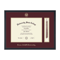Framerly - TAMU Tassel Diploma Frame with Maroon and Gold Mat