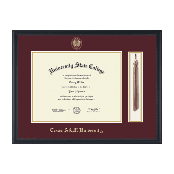 Framerly - TAMU Tassel Diploma Frame with Maroon and Gold Mat