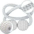 thumbnail image 5 of VEGCOO [4 Pack] Magnetic Curtain Tiebacks Convenient Drape Tie Backs Pearl Decorative Rope Holdback Holder for Small, Thin or Sheer Window Drapries (white), 5 of 7