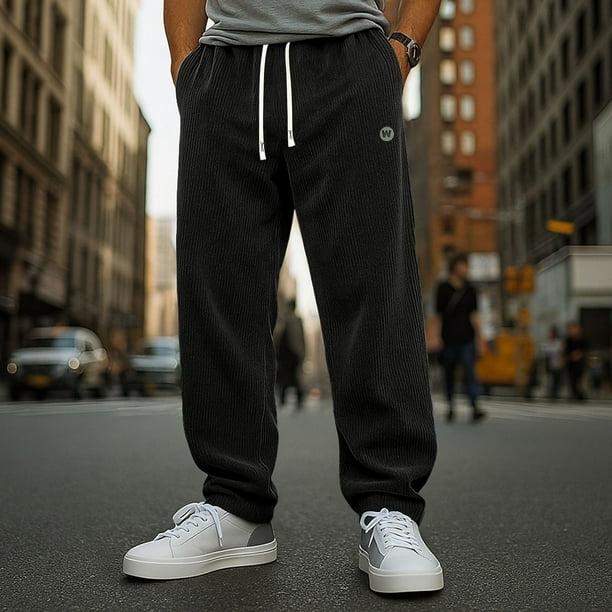 Ceisia Gift Men's All-Season Warm Sports Pants - Casual Fashion Thickened Solid Color Elastic Waist Nylon-Spandex Long Pants wi th Pockets