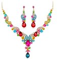 thumbnail image 1 of ATTOE European and American Fashion Multi-Color gem Bride Necklace Ear Ring Jewelry Set (Color : A), 1 of 2
