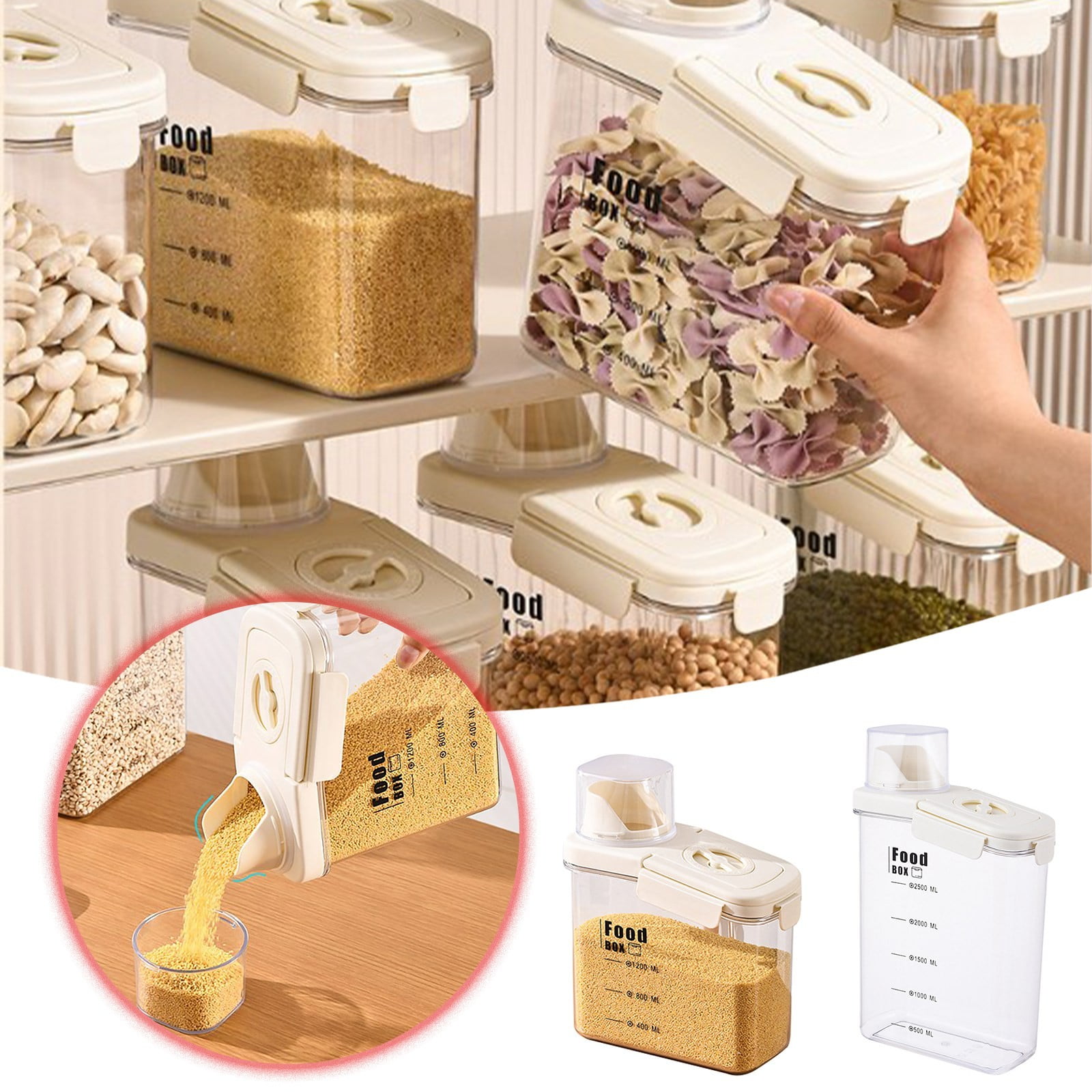 Food Storage Rice Storage Container Airtight Dry Food Kitchen Transparent Container for Oats Cereals Pasta Flour
