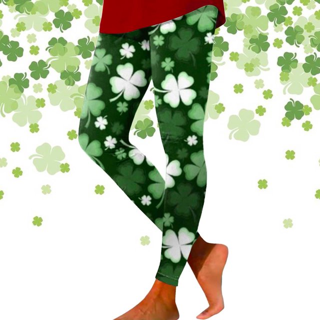 WILLBEST Leggings Estampados Del Día de San Patricio para Mujer, Pantalones de Yoga de Cintura Alta, para Entrenamiento, Fitness, Correr, Atléticos, Cómodos Y Elásticos Grande