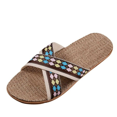 

nsendm Bathrobe And Slippers Set Women Slippers For Fashion Ladies Women Breathable Bohemia Beach for Women Slippers Shoes Coffee 13