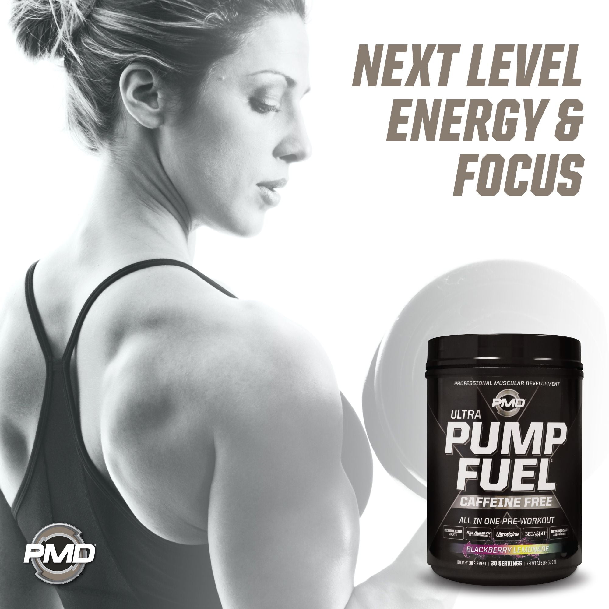 PMD Sports Ultra Pump Fuel Caffeine Free - Pre Workout Drink Mix - Energy, Strength, Endurance, Muscle Pumps And Recovery Complex Carbohydrates And Amino Energy - Blackberry Lemonade (30 Servings)