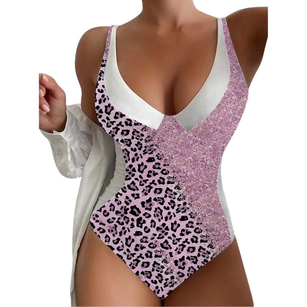 Gibobby Trajes de Baño Mujer Bañador Mujer Una Pieza Color Degradado Bañadores Normales Bañador Cintura Alta(Morado,CH)