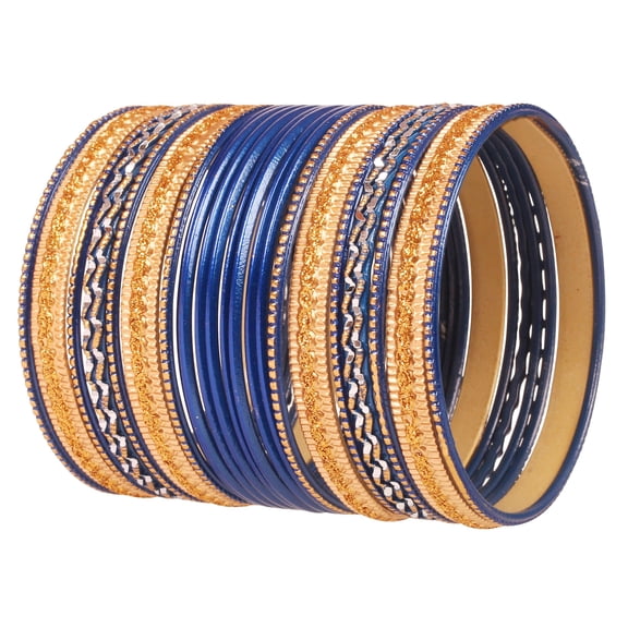 Sunsoul By Touchstone Indian Fashion Éclat Handcrafted Blue Gold Flakes 2dZ Jewelry Bangle For Women