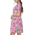 thumbnail image 2 of Goofa pink Holiday Joy Pattern Women Summer Short Sleeve Midi Dress with Pockets Casual Aline Flowy Tshirt Dress Vocation Beach Sundress, 2 of 6