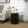 thumbnail image 2 of DecMode 12" x 17" Black Wood Brick Inspired Cutout Geometric Accent Table, 1-Piece, 2 of 7