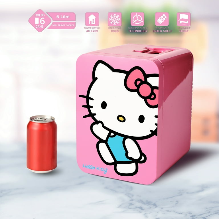 Hello Kitty Pink 6 Can Mini Fridge Thermoelectric Cooler 4 Litre