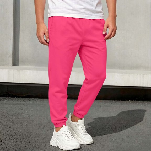 FSYBOA Boys Fleece Sweatpants Size 7,Elastic Waist Running Elastic Bottom Relaxed Fit Winter Pants Hot Pink