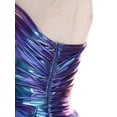 thumbnail image 6 of Raenseen Girls Shiny Party Dress With Belt One Shoulder A Line Summer Dress Patent Leather Look Modern Jazz Dance Outfits Blue 6, 6 of 7