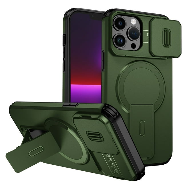 GANGXUN Étui Magnétique pour iPhone 13 Pro – Étui de Protection Antichoc avec Support Caché et Protection Double Couche