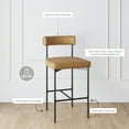 thumbnail image 3 of Nathan James Dahlia Counter Heigh Barstool Chair with Back, Black Mid-Century Metal Legs and Brown Leather Cushions, 3 of 8