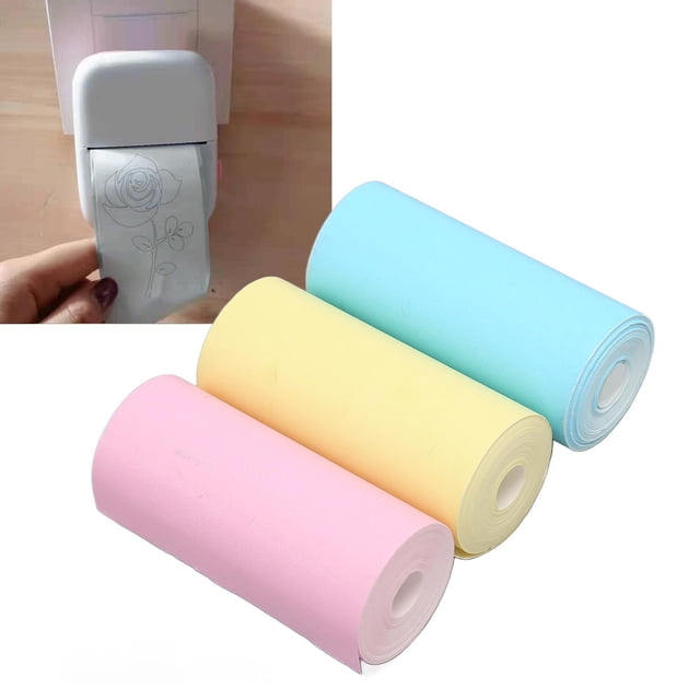 Mini Thermal Printer Sticker Paper, Portable 12 Rolls Multipurpose Colorful Mini Printing Paper Roll for Working