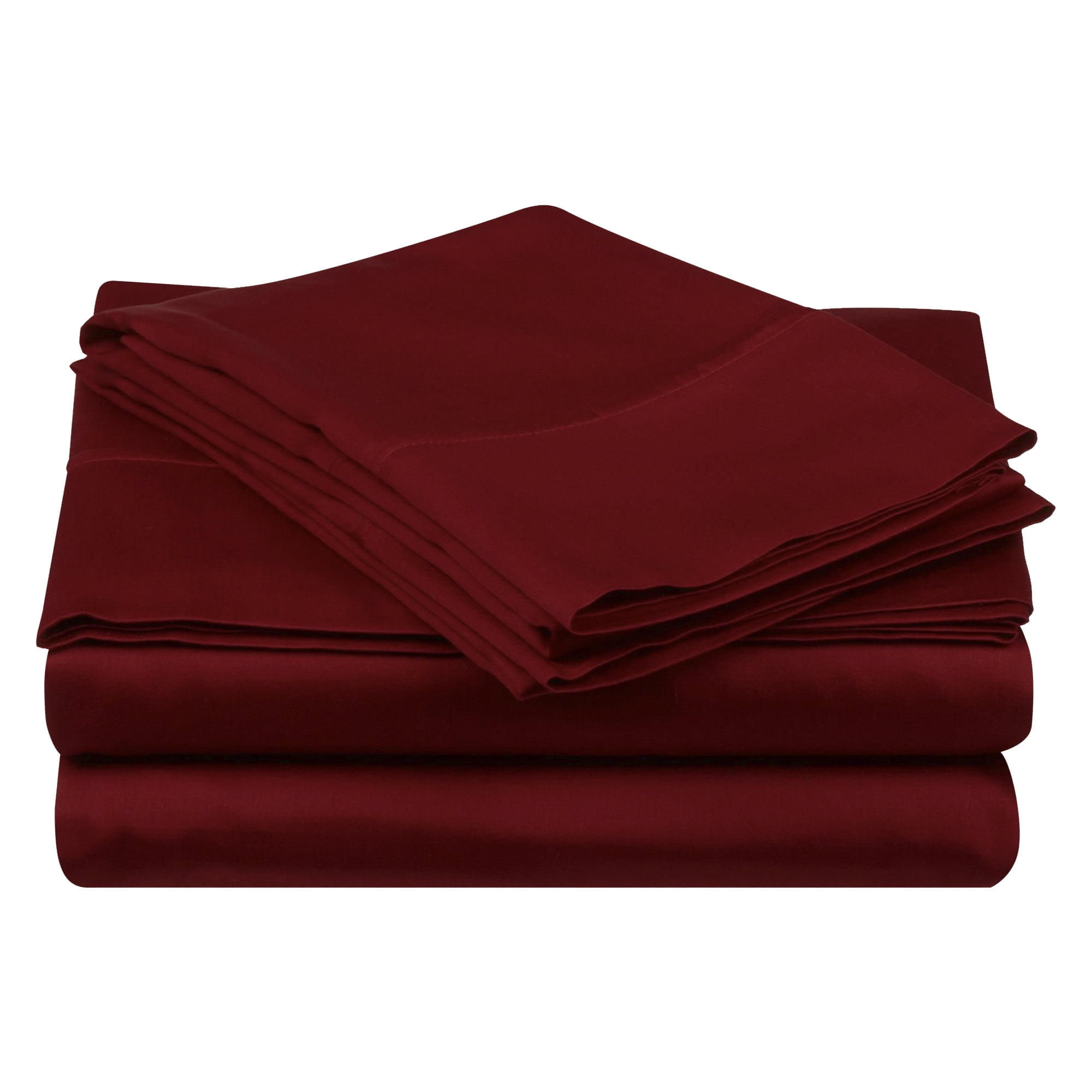 Burgundy Solid 100% Premium Long-Staple Combed Cotton 400 Thread Count Queen 4-Piece Sheet Set