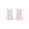 thumbnail image 2 of BemeyourBBs Toddler Baby Girls Summer Clothes One Piece Romper Jumpsuit Casual Bow Print Waist-cinching Crew Neck Sleeveless Short Overalls, 2 of 9