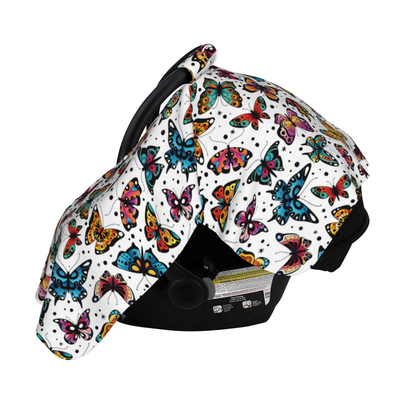 Naloa Cute Butterfly Baby Car Seat Cover, Breathable Baby Carrier Cover, Multiuse Baby Carrier Cover & Nursing Breastfeeding Cover