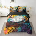 thumbnail image 2 of Homewish Teens Boys Men Ice Hockey Gamer Bedding Comforter Set 7-Piece,Abstract Graffiti Splash King Bedding Sets,Sport Rugby Theme Ultra Soft Bed Sheets,Luxury Bedroom Decor,Reversible, 2 of 8