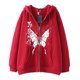 thumbnail image 5 of Dark hip hop gótico Harajuku Y2k estampado de mariposa cremallera Sudadera con capucha hombres y mujeres Harajuku chaqueta sudadera, 5 of 5