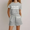 thumbnail image 2 of Girls Summer Activewear Set Tracksuit Jogging Suit 2-Piece Outfit Sports Top with Shorts Casual Clothes​ 3-4 Years #Grey, 2 of 4