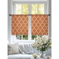 thumbnail image 4 of Orange Morocco Sheer Curtains 45 Inch Length 2 Panels for Living Room, Farmhouse Ethnic Geometric Grid Aesthetic Voile Kitchen Curtain Set, Luxury Privacy Drapes Window Treatment for Bedroom, 4 of 7