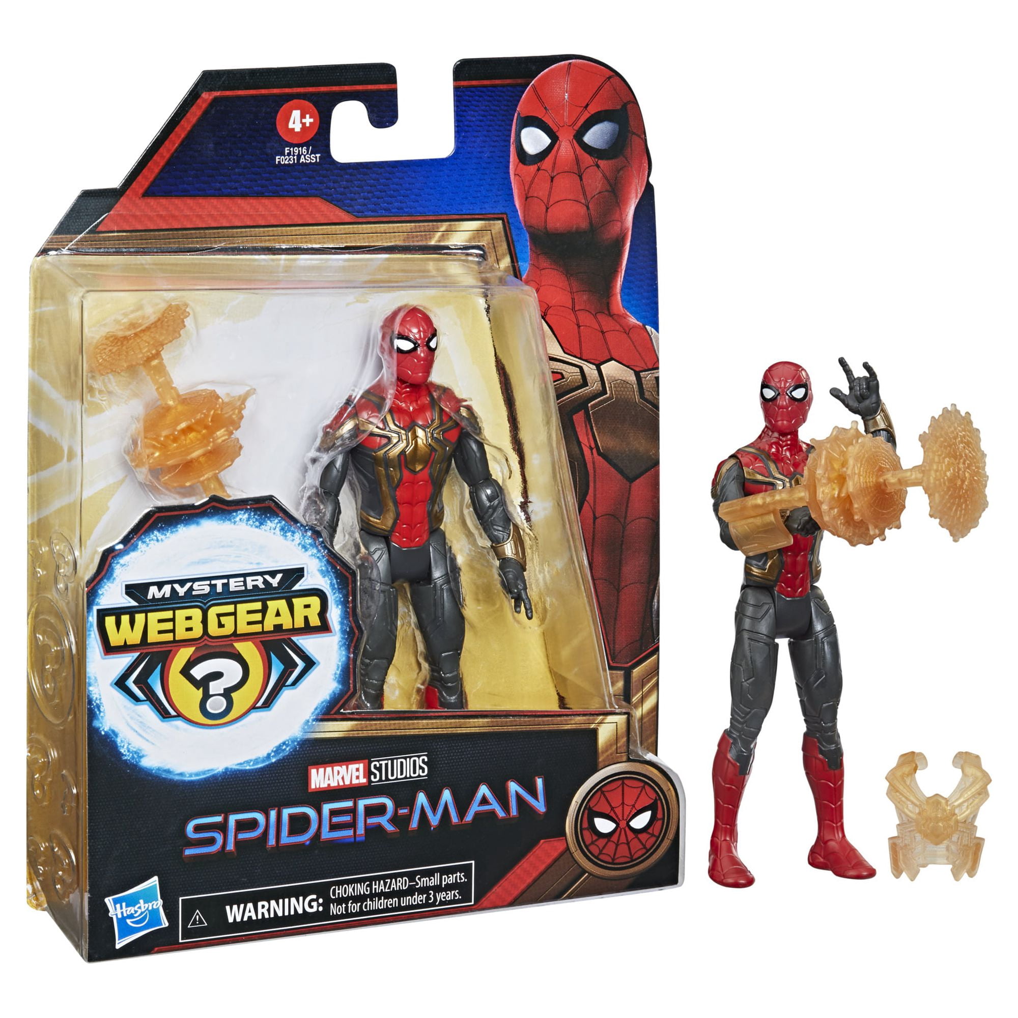 Spider-Man Marvel Mystery Web Gear – 15 Cm Figur Mit Schwarz-goldenem Anzug, Inkl. Mystery Web Gear & Zubehör, Ab 4 Jahren
