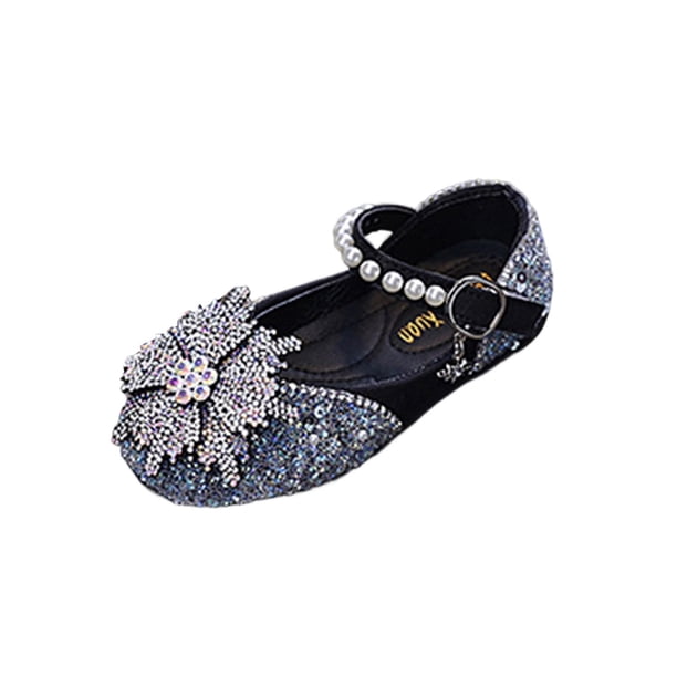 Niñas de Cuero Patente Mary Jane Zapatos de Verano Casual Strass Perla Rendimiento Zapatos de Baile para Niñas Lentejuelas Sandalias Princesa