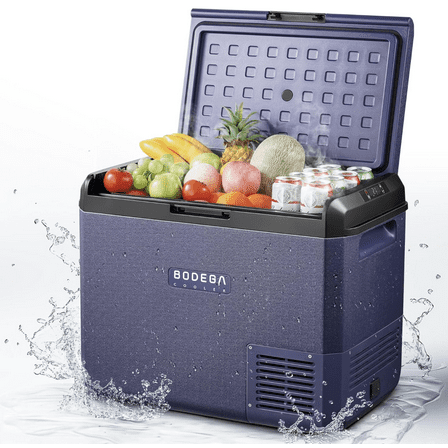 BODEGACOOLER 12v Car Refrigerator, 63QT(60L) IPX4 Waterproof Electric Cooler, APP Control Car Fridge with 12/24V DC 110-240V AC, -4℉~68℉, Portable Freezer for Truck Van RV Camping, Travel,Home