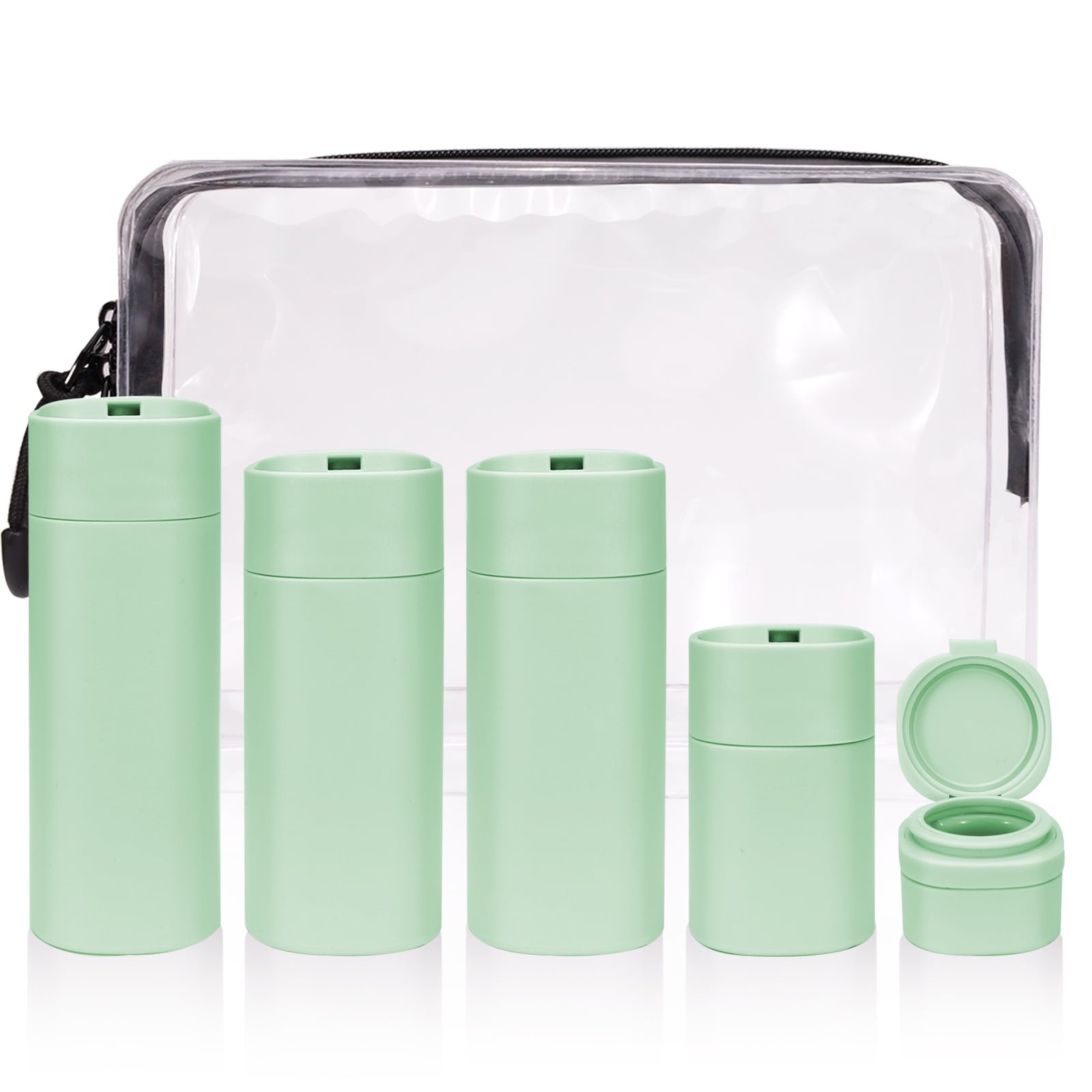Sekonow 5Pcs Travel Bottles for Toiletries, Travel Size Containers with Leak-Proof Cap, Refillable Travel Shampoo Bottles, Green
