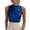 *Blue, variant on Women's Satin Ruched Sleeveless Blouse , Ladies' Mock Neck Draped Tank Top , Elegant Workwear Top For Women,Beige,S-2XL