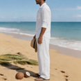 thumbnail image 4 of CONFREE Mens Linen 2 Peice Sets Casual Men's Summer Outfits Set Soft Buttons Shirts Pants Beach Vacation Outfits for Men, 4 of 9