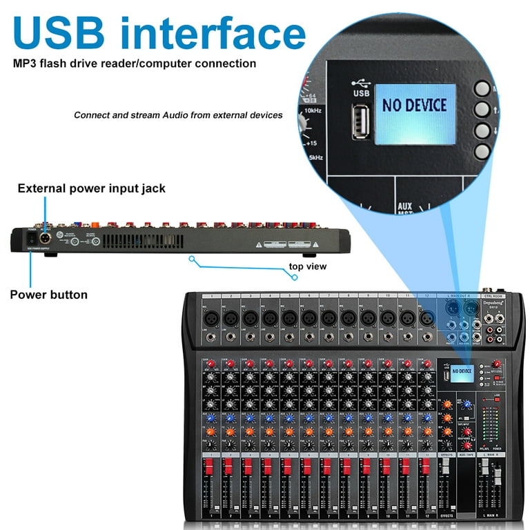 DEPUSHENG DX12 12チャンネル アナログミキサー Depensheng DX12 Professional audio mixer DJ Sound Controller