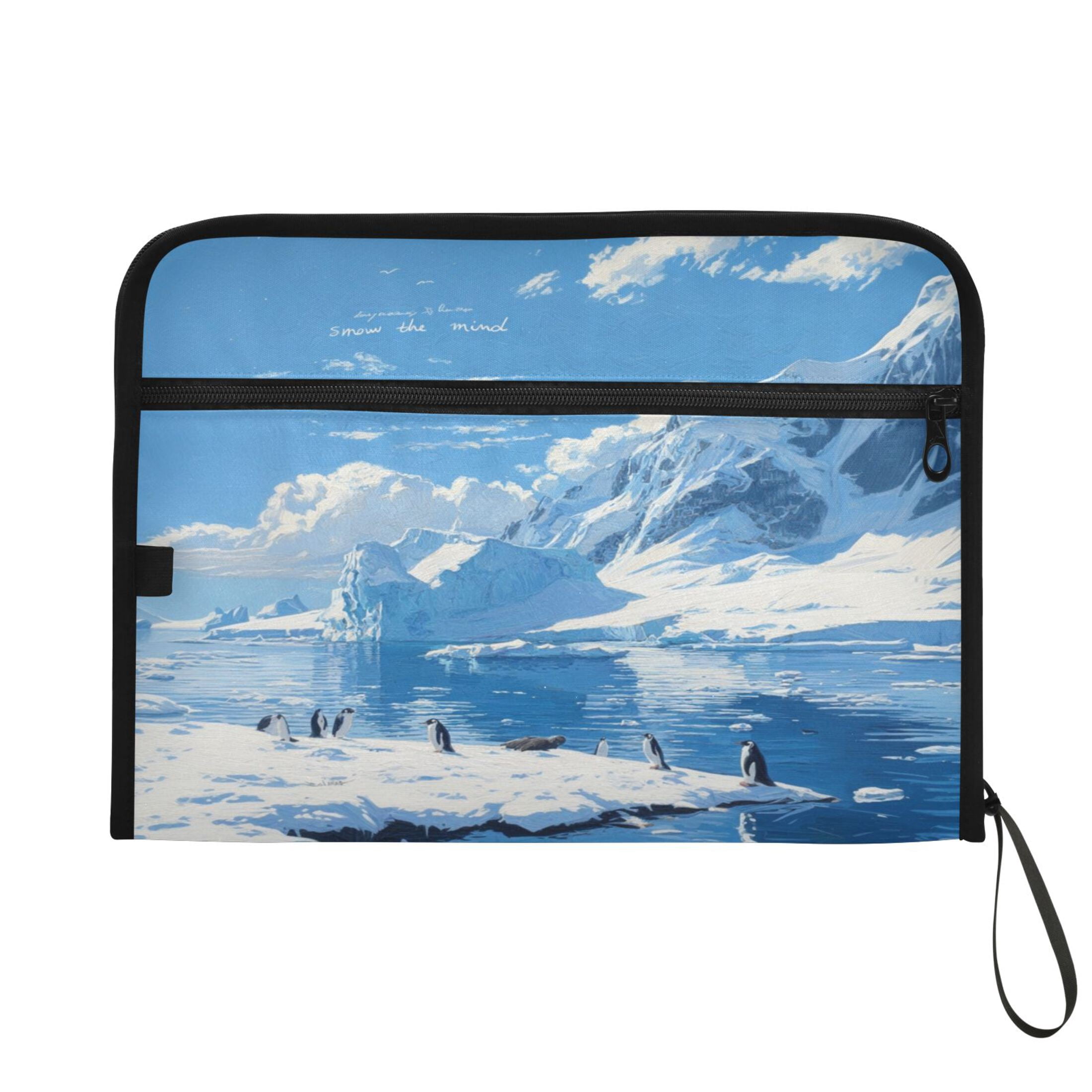 13-Pocket Expanding File Folder—Nylon Accordion File Organizer with Handwritten Labels, Antarctica Pattern