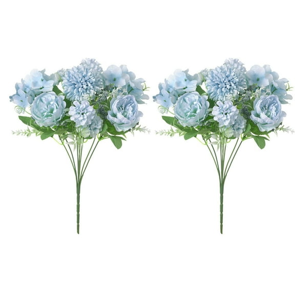 HGWXX7 2 Packs Artificial Flowers Peony Silk Hydrangea Flower Hotel Wedding Home Decoration Fake Plant Decor Peony Artificial Flowers Light blue