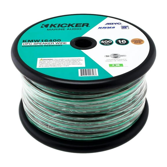 Kicker 47KMW16400 400 Feet Marine Rated 16 Gauge Speaker Wire - Green/Gray