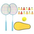 thumbnail image 1 of Handle Long Badminton Rackets Kids Badminton Set Training Tool Parent-Child Interactive Rackets (Lake Blue, Suitable for Kids 8-12 Year Old, 12pcs Badminton), 1 of 5