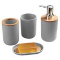 thumbnail image 1 of Accesorios de Baño 4 Piezas | Juego para Baño Moderno de Bambu | Juego de Accesorios de Plastico | Conjunto de 4 piezas para Baño, 1 of 5