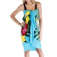 thumbnail image 2 of HAPPY BAY Women's Beachwear Summer Beach Bikini Wraps Sarong Coverups Wrap Skirt Bathing suit Swim Cover up Swimwear Coverups for Women One Size Turquoise, Hibiscus, 2 of 3