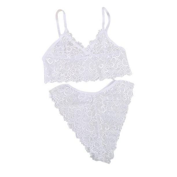 ZEDWELL Underwear Bra Bikini Set for Women Minimizer Lace Floral Bra