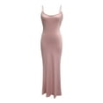 thumbnail image 2 of Women Sleeveless Fish Tail Maxi Dress Solid Color Spaghetti Strap Bodycon Long Skirt Party Clubwear, 2 of 5