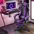 thumbnail image 3 of Wasait Gaming Chair with Footrest Ergonomic Height Adjustable Gaming Computer Chair with Massage Lumbar Support&Headrest PU Leather Video Game Chairs for Adults, Purple, 3 of 8