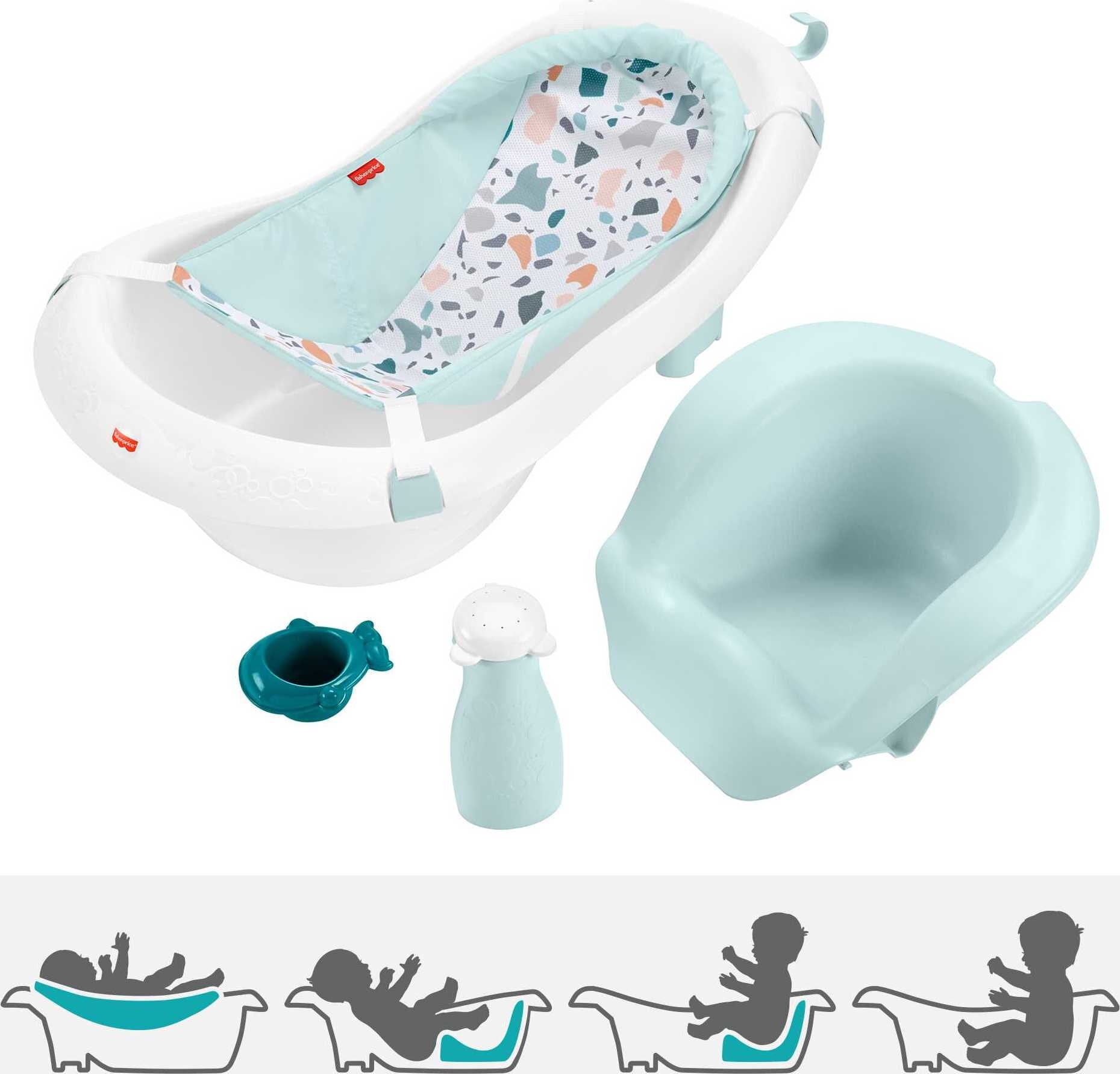 Fisher-Price 4-in-1 Sling 'n Seat Baby Bath Tub Pacific Pebble, Unisex