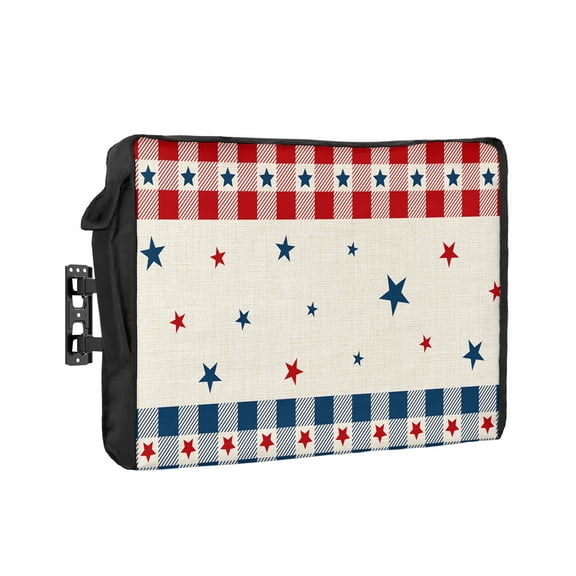 Outdoor Tv Cover 50 To 55 Inch, Independence Day USA Flag Blue Red Plaid Waterproof And Weatherproof Tv Covers Tv Display Protectors For Outside Flat Screen Tv 40x25x4.5In
