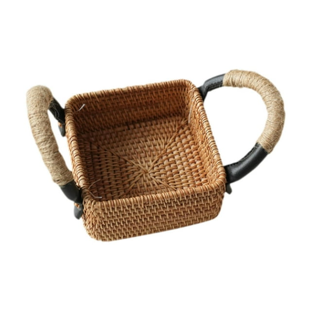 Cesta de ratán, cesta para aperitivos, bandeja para servir, cesta de pan tejida a mano novedosa, cesta de almacenamiento para cafeterías, vacaciones, B
